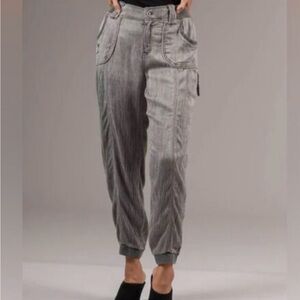 Marrakech Tar Crinkle Cupro Lux Granite Jogger Green Cargo Pants, Sz M, NWOT